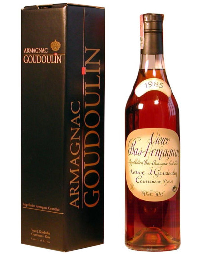 Bas Armagnac Veuve Goudoulin 1985 in cassa di legno