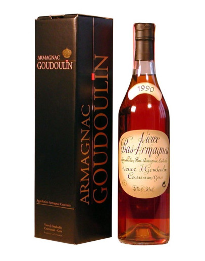 Bas Armagnac Veuve Goudoulin 1990 in cassa di legno